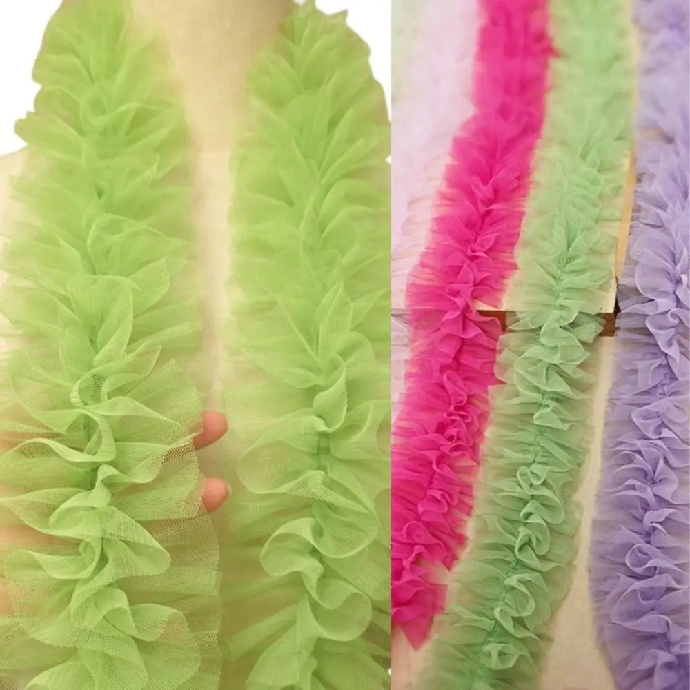 9cm Double-Layer Mesh Ruffle Lace Trim – Colorful Woolen Strip