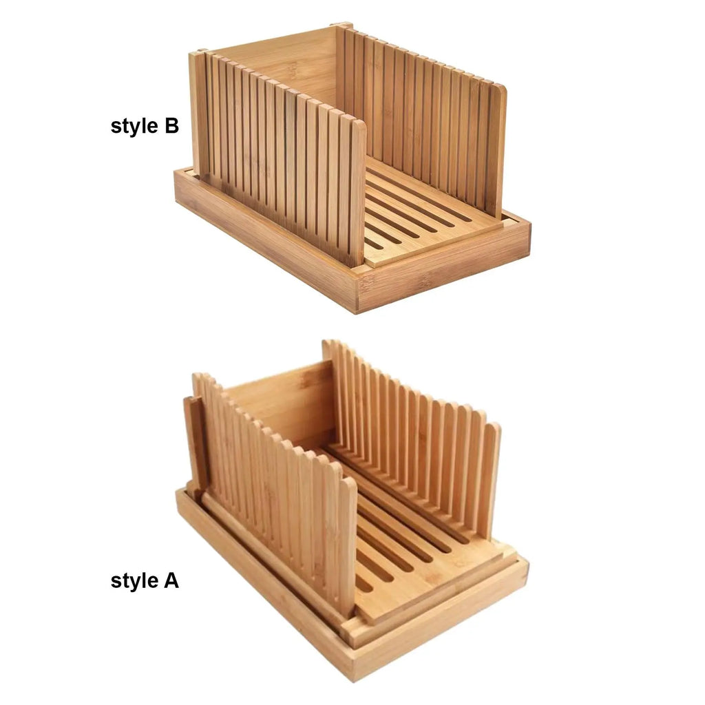 Bamboo Bread Slicer with Crumb Tray | Foldable Loaf Guide