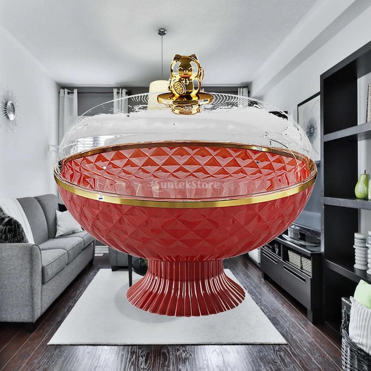 Kesoto Fruit Pedestal Bowl with Transparent Lid & Drain Base