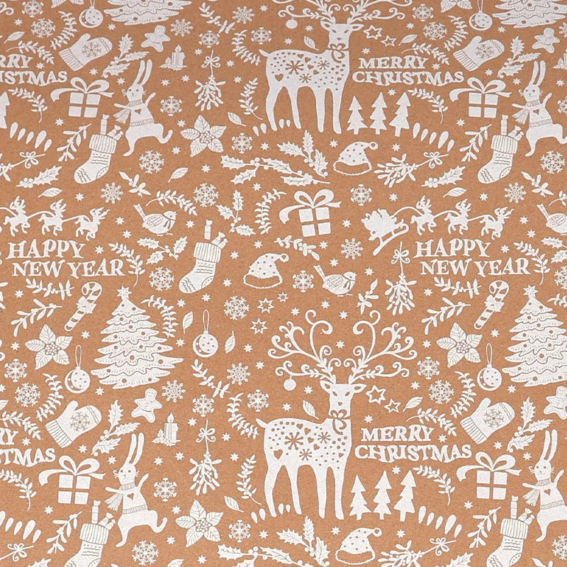 Christmas Kraft Gift Wrapping Paper Roll – Santa & Tree Print