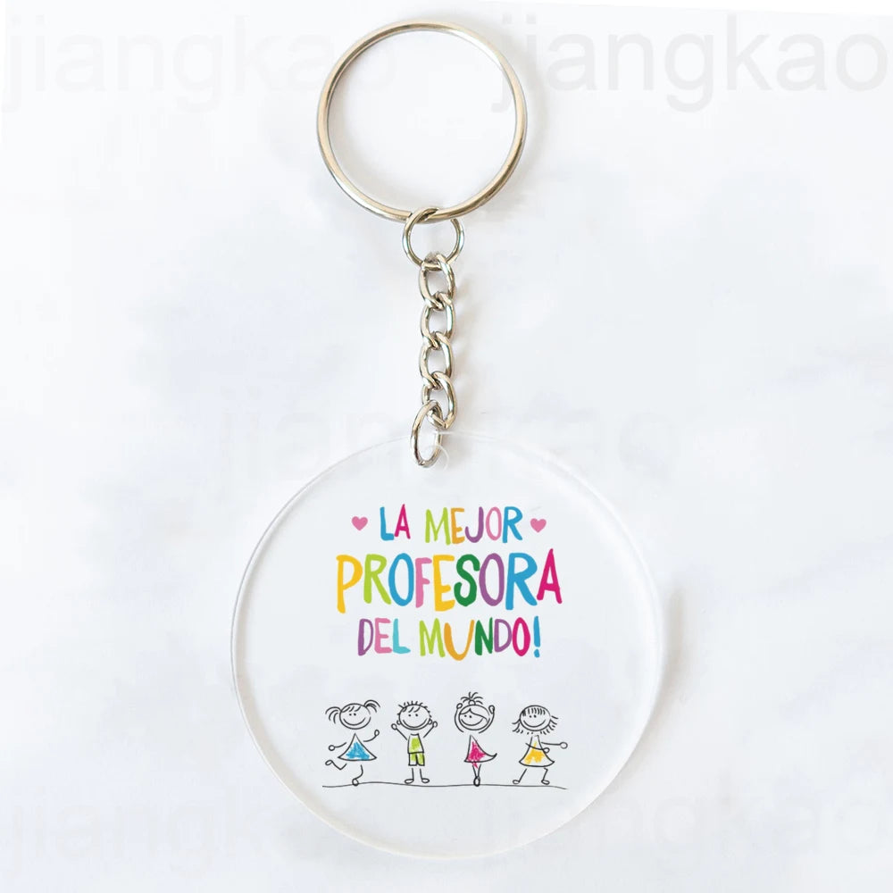 Teacher Appreciation Circle Acrylic Keychain | Heartfelt Gift