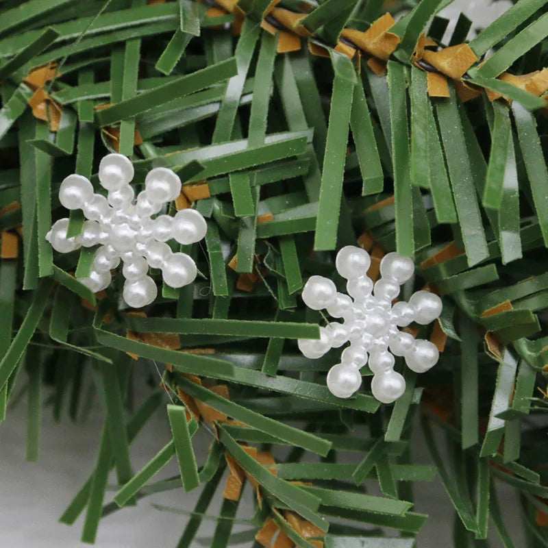 100pcs White Pearl Resin Snowflakes 15mm – Christmas DIY Decor