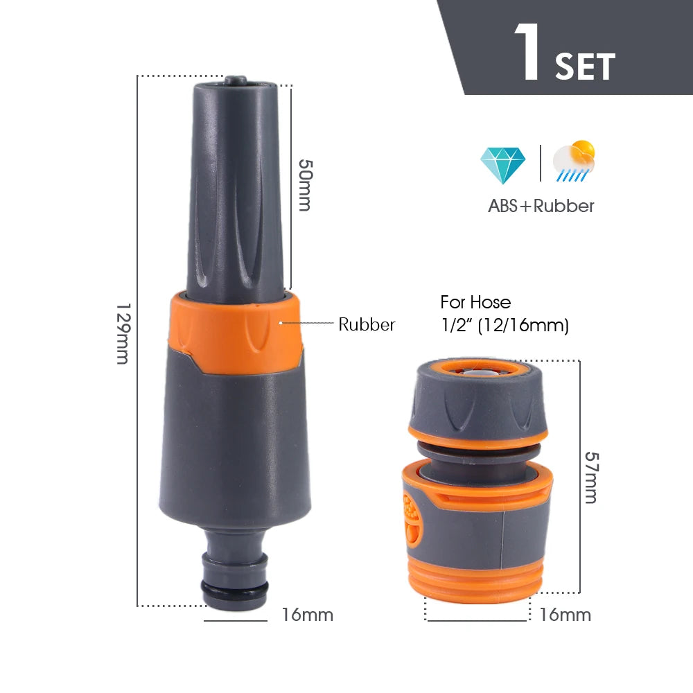 Quick Connect Garden Hose Nozzle Set 3/8" 1/2" 3/4"