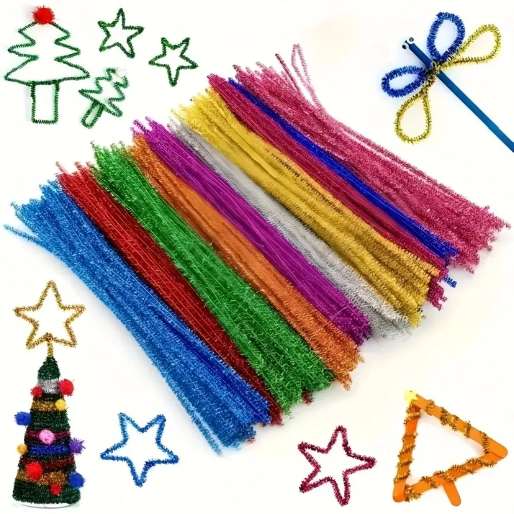 Sparkling Plush Pipe Cleaners 100-Pack | DIY Craft Wires