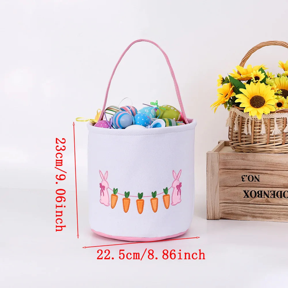 Easter Canvas Tote Bag – Bunny Egg Hunt & Candy Gift Basket