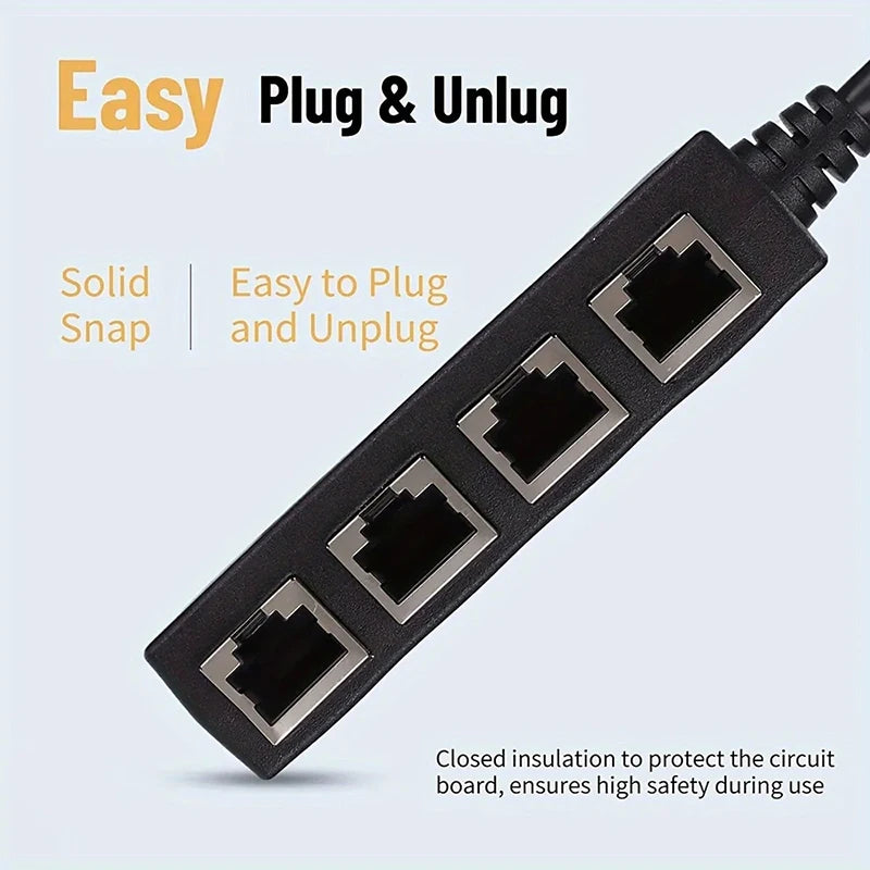 RJ45 1-to-4 Network Splitter Adapter | CAT5 CAT6 CAT7