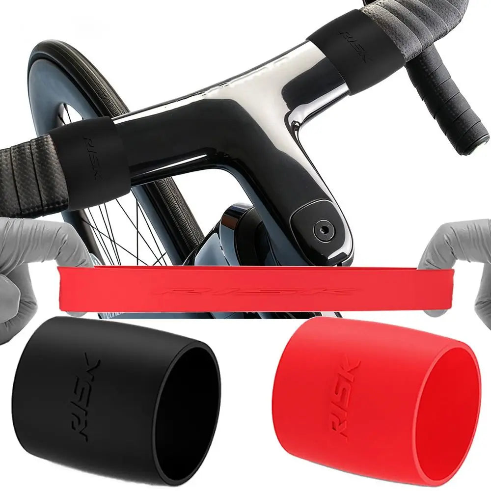 2-Pack Silicone Bicycle Handlebar Fixing Rings – Black & Red