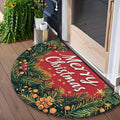 Purple Snowman Castle Holiday Doormat – Non-Slip Half Round