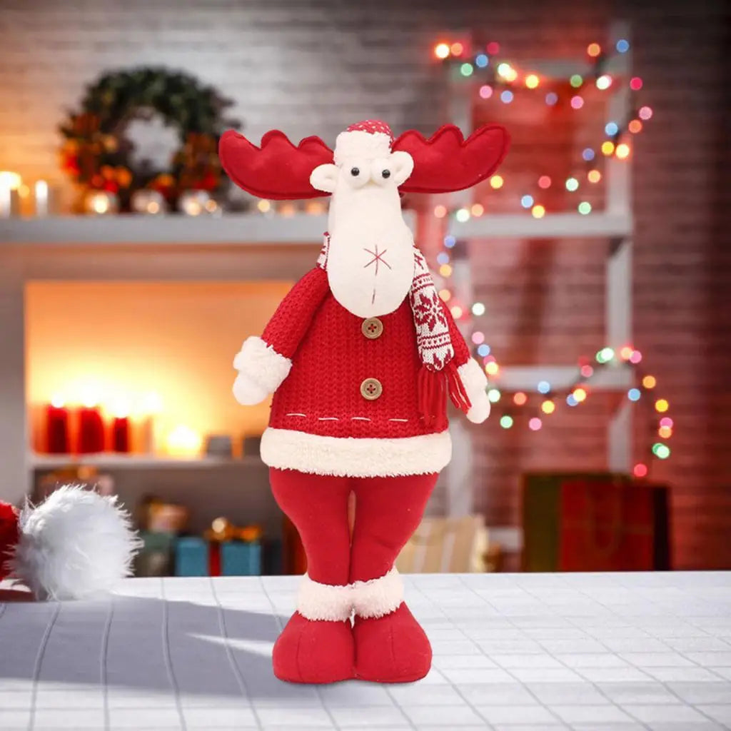 Santa Standing Figurine – Cloth Christmas Doll Table Decor