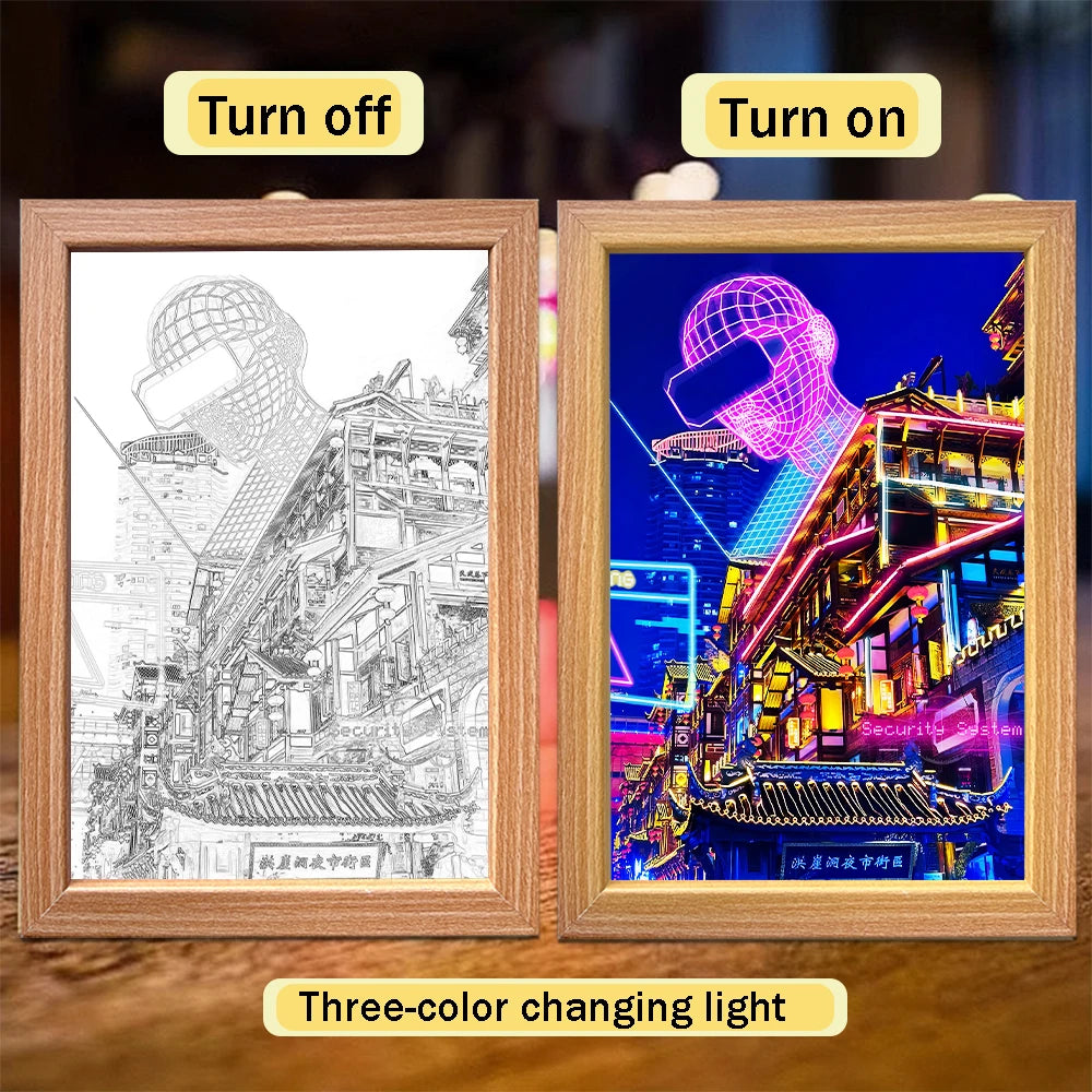 Tokyo City LED Light Painting | Wall Art Night Light Décor