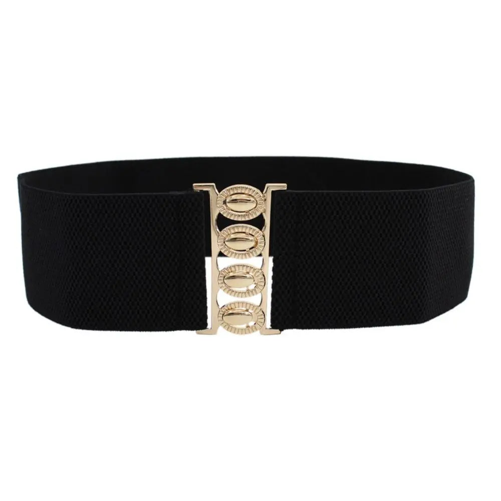 Women's Wide Elastic Waist Belt with Metal Buckle – 3 Colors