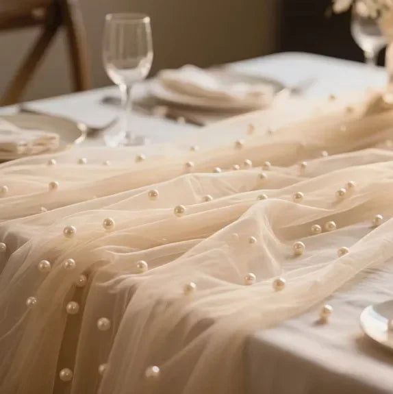 Pearl Tulle Fabric – Soft Mesh Yarn for Weddings & DIY Decor