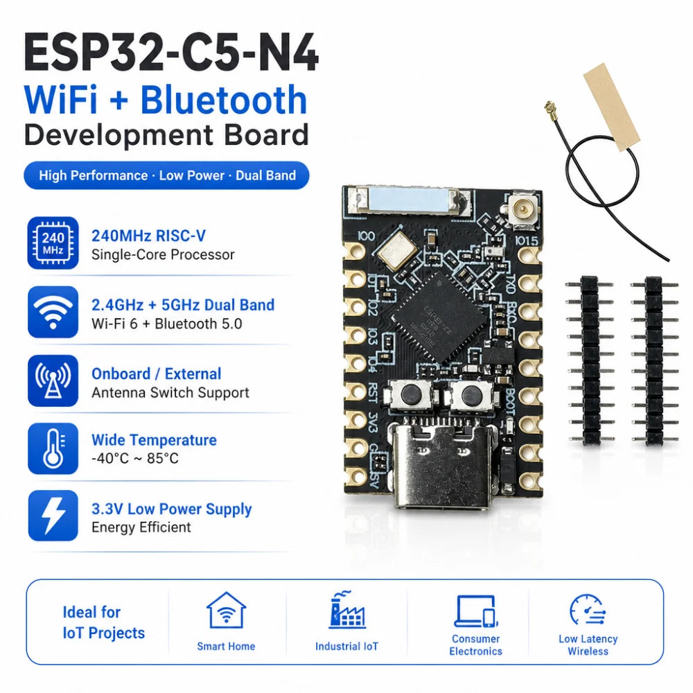 ESP32-C5-N4 Wi-Fi 6 Dual-Band & Bluetooth 5 Dev Board