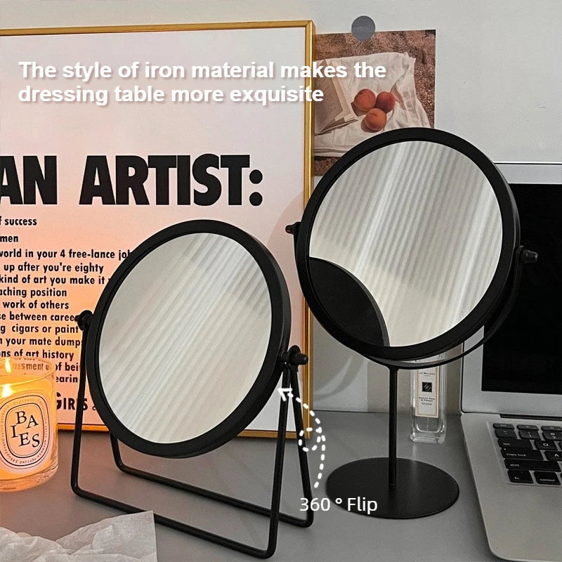 Wrought Iron Rotatable Desktop Vanity Mirror | Minimalist