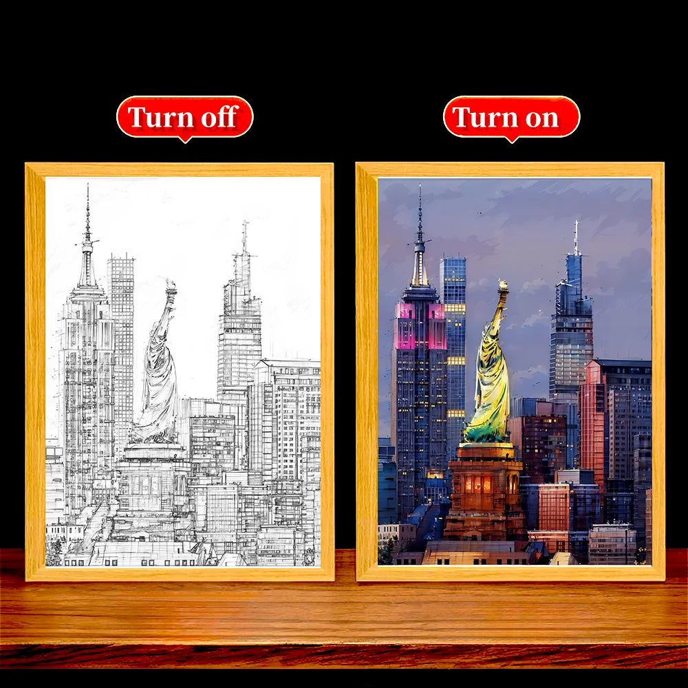 LED Light Painting Picture Frame – 3-Color Wall Art Night Lamp
