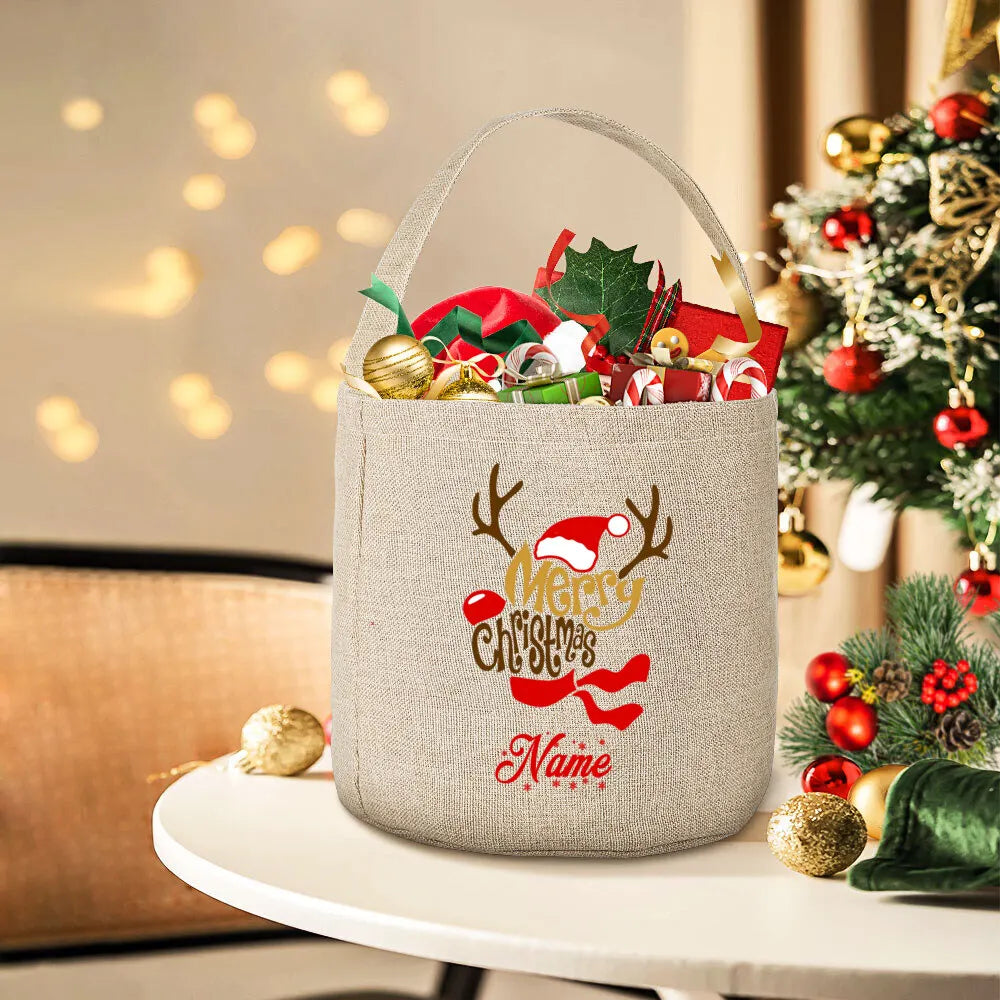 Personalized Deer Christmas Sack Bag – Kids Holiday Gift Tote