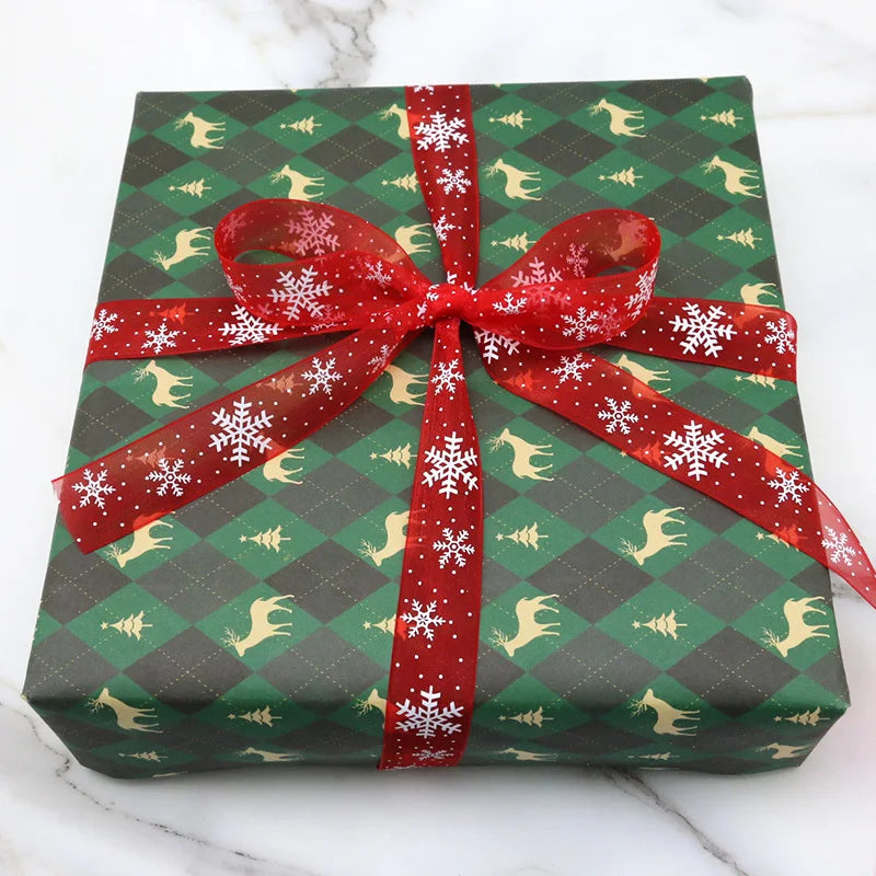 25mm Red Organza Christmas Snowflake Ribbon – 10M Roll