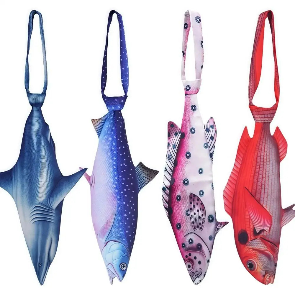 3D Fish Novelty Necktie – Satin Animal Pattern Tie