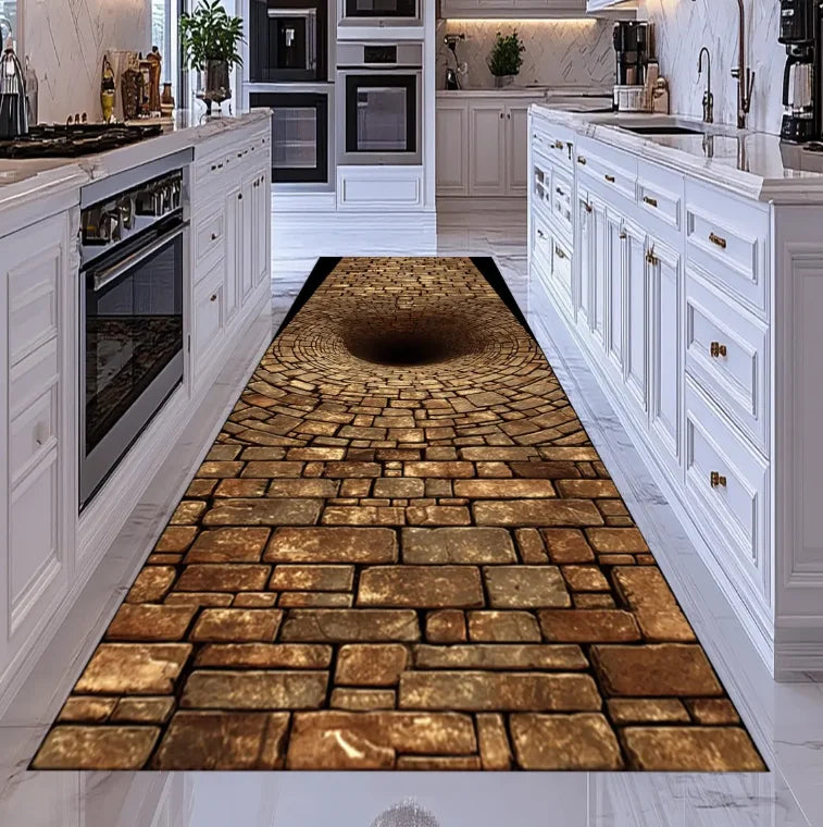 2D Optical Illusion Runner Rug – Non-Slip Washable Hallway Mat