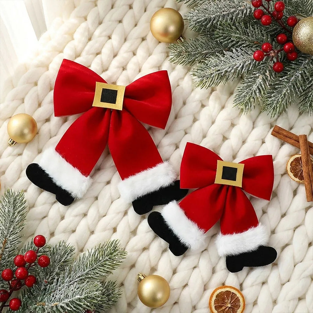 Velvet Christmas Bow Hanging Ornament | Festive Tree Decor