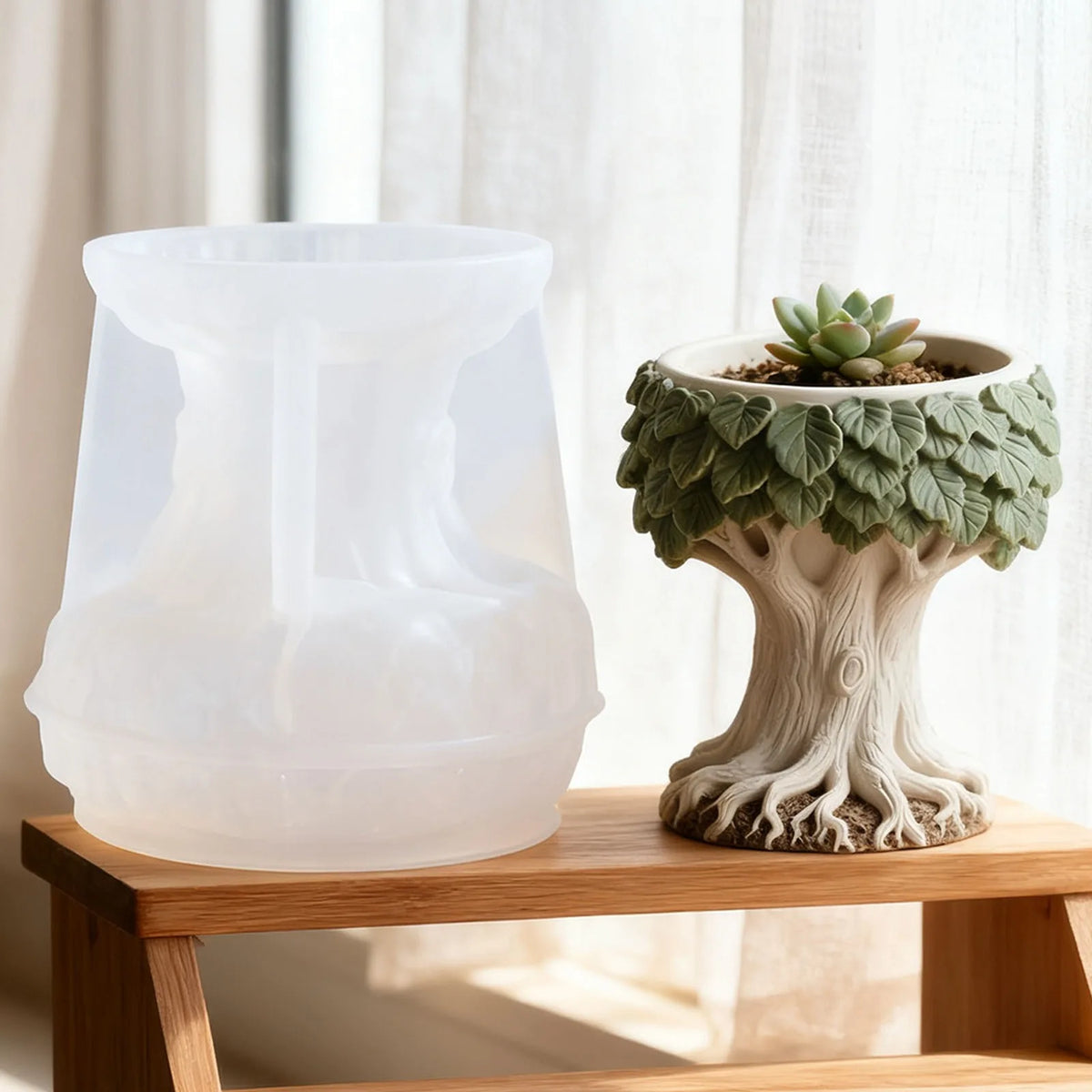 3D Leaf & Tree Stump Silicone Mold – DIY Resin & Cement