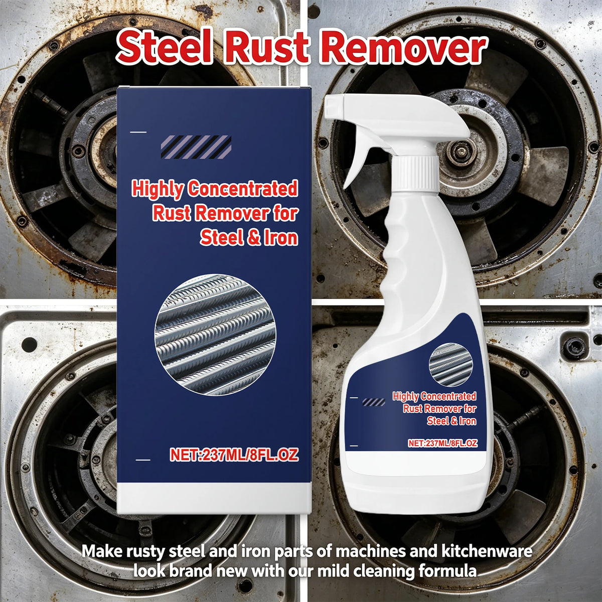 Steel Rust Remover Spray – Dissolves Rust, Restores Shine