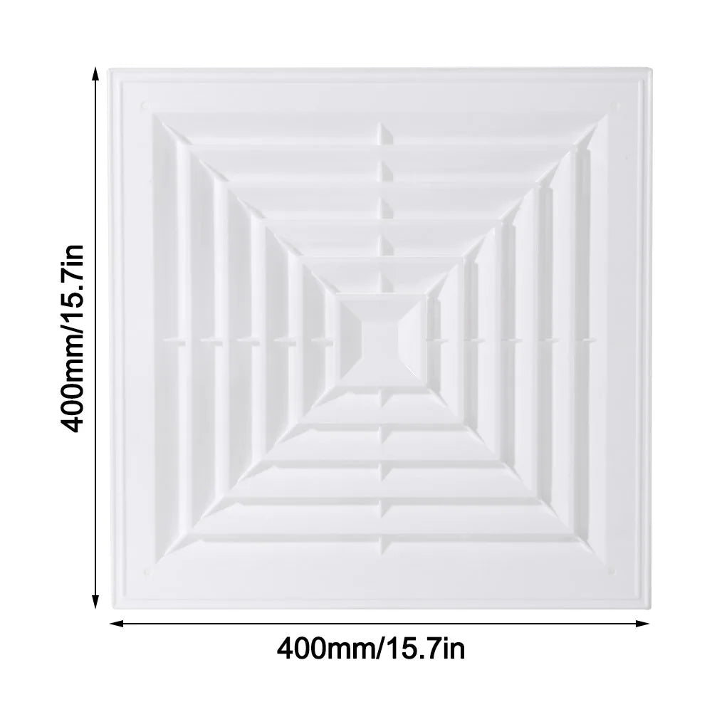 White Square Air Vent Grille – Silent Ceiling Ventilation Cover
