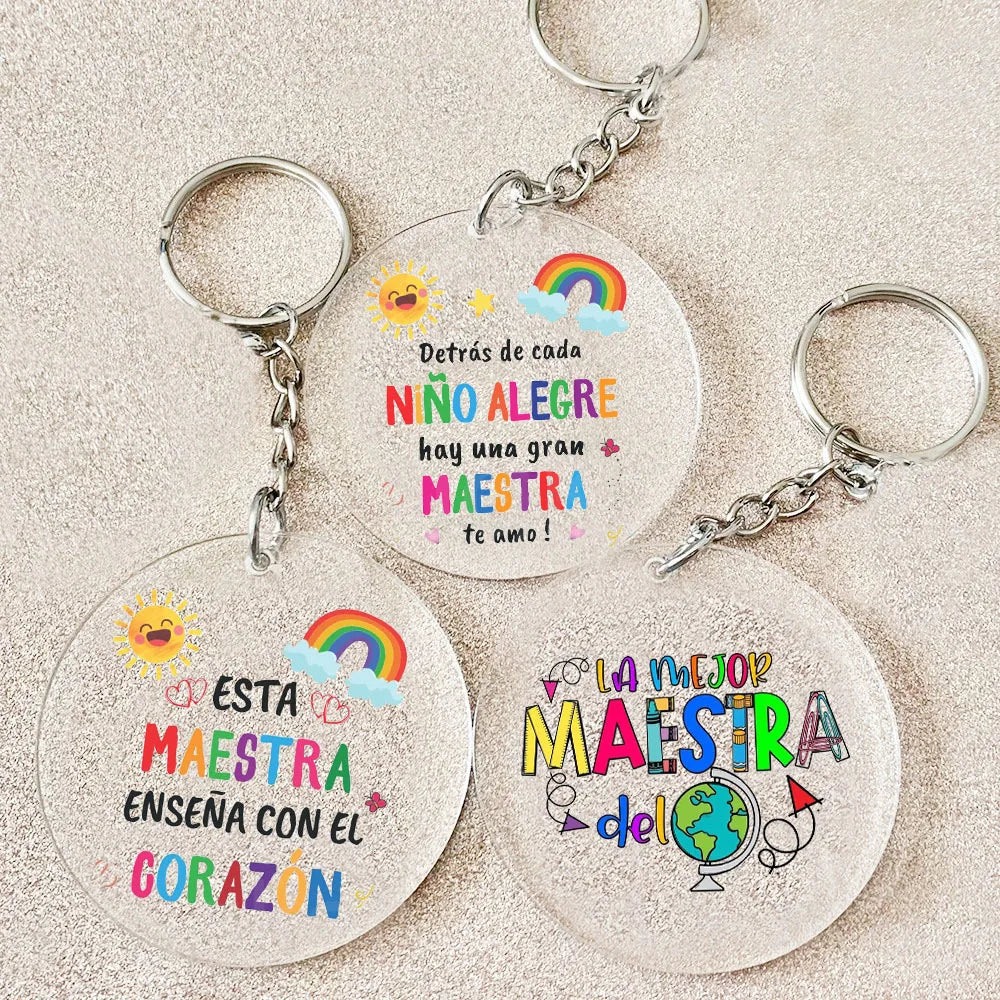 Teacher Appreciation Circle Acrylic Keychain | Heartfelt Gift