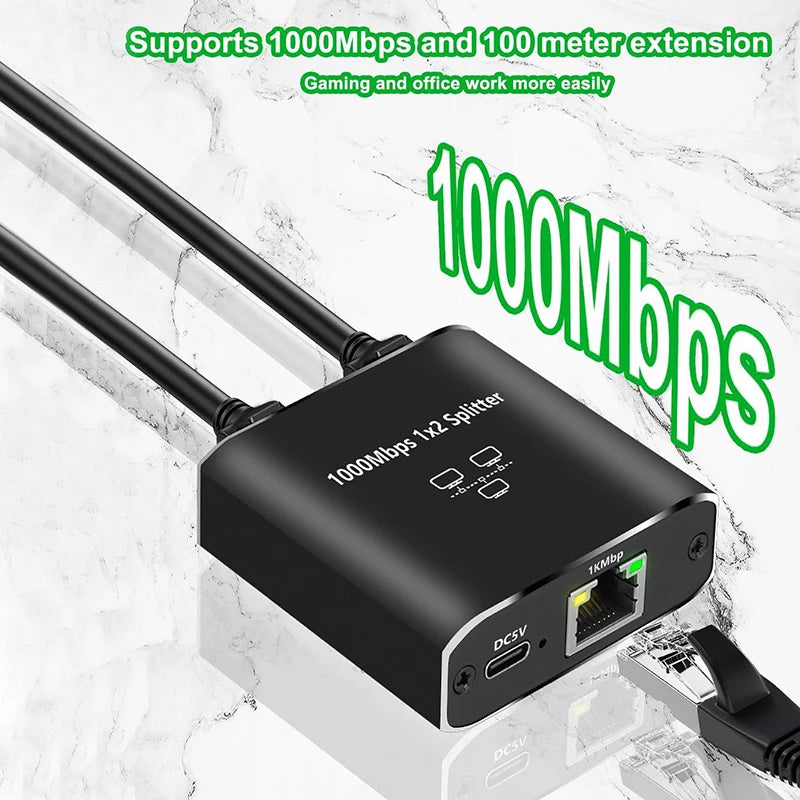 OULLX RJ45 Gigabit Ethernet Switch Hub 1 In 2/3 Out LAN