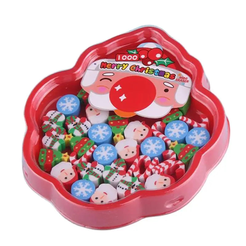 25-Piece Christmas Rubber Eraser Set – Santa & Snowman