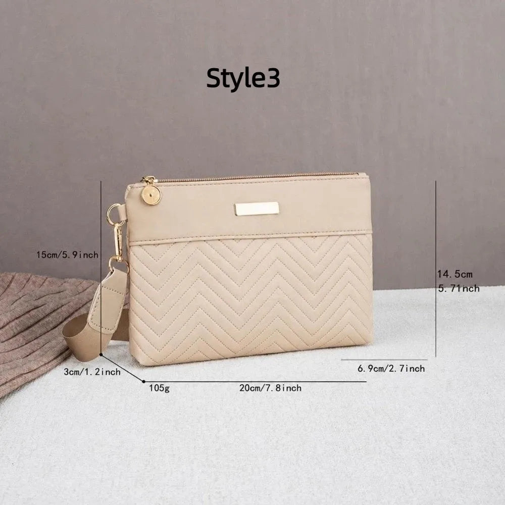 Quilted Women's Crossbody Bag – Wave Pattern PU Shoulder Purse