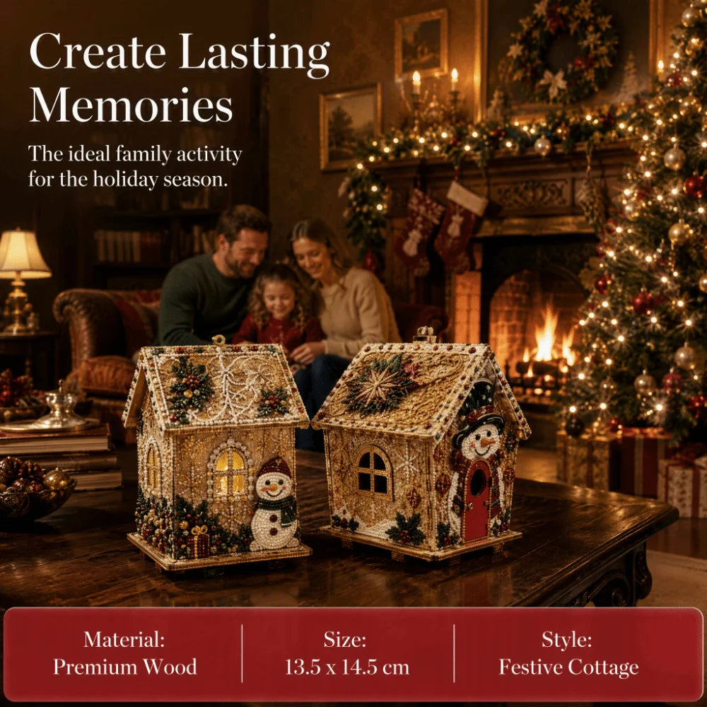 3D Wooden House DIY Pearl Bead Art Kit – Holiday Home Decor