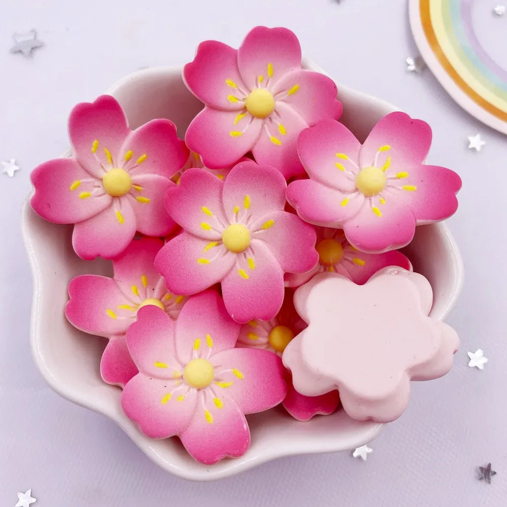 Kawaii Resin Cherry Blossom Flatback Figurines 10PCS – DIY Crafts