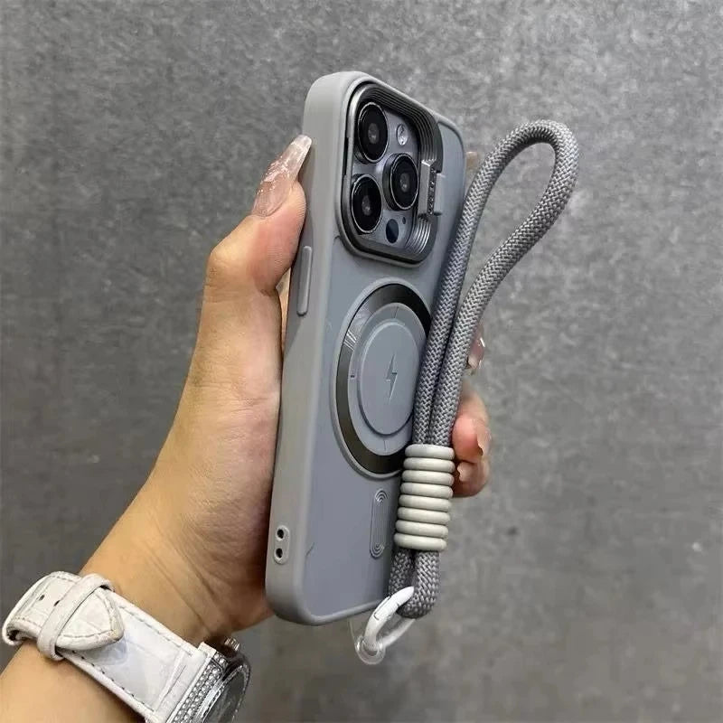MagSafe iPhone Case – Fold Lens Stand & Wrist Strap | AKABEILA