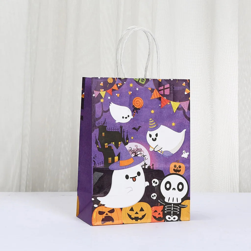 Halloween Kraft Paper Gift Bags – 12-Pack Trick or Treat Totes