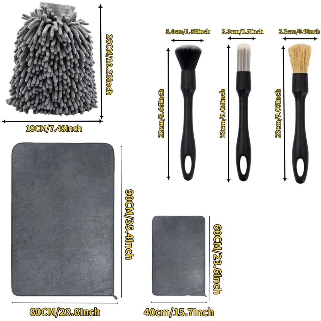 Car Wash Kit – Detailing Brushes, Towels & Wash Mitt Set