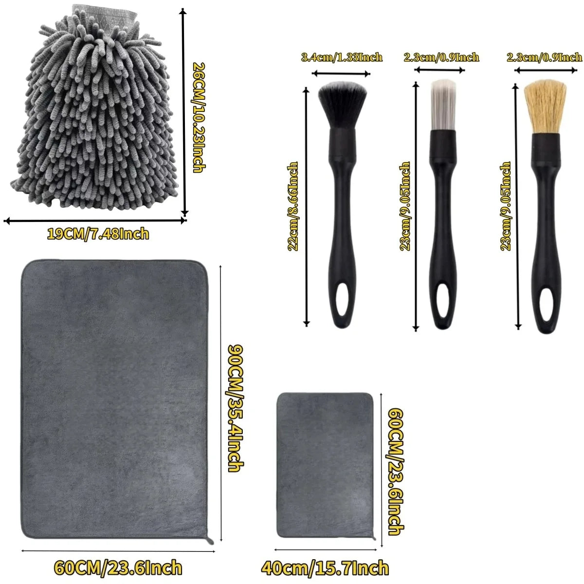 Car Wash Kit – Detailing Brushes, Towels & Wash Mitt Set