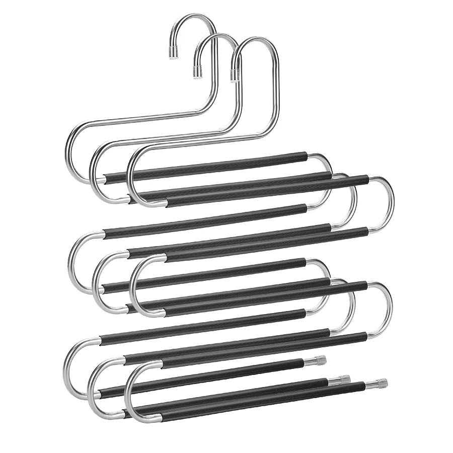 S-Shape Pants Hangers Space Saver | 5-Layer Stainless Steel