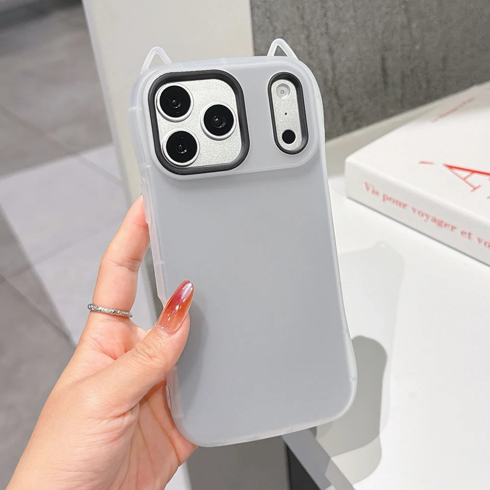 2-in-1 Cat Ear Silicone iPhone Case | Shockproof Cover