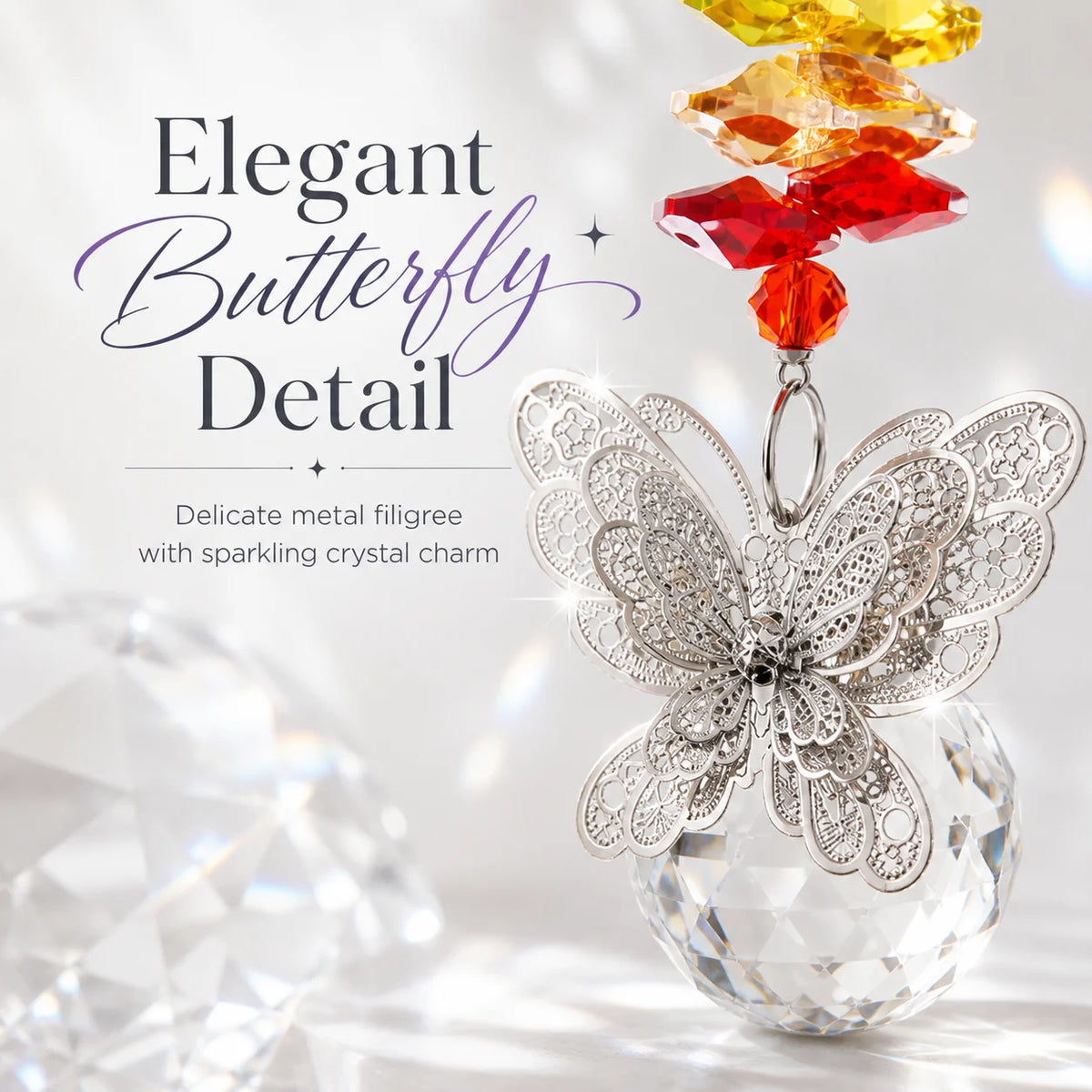 Crystal Butterfly Suncatcher – Rainbow Prism Window Pendant