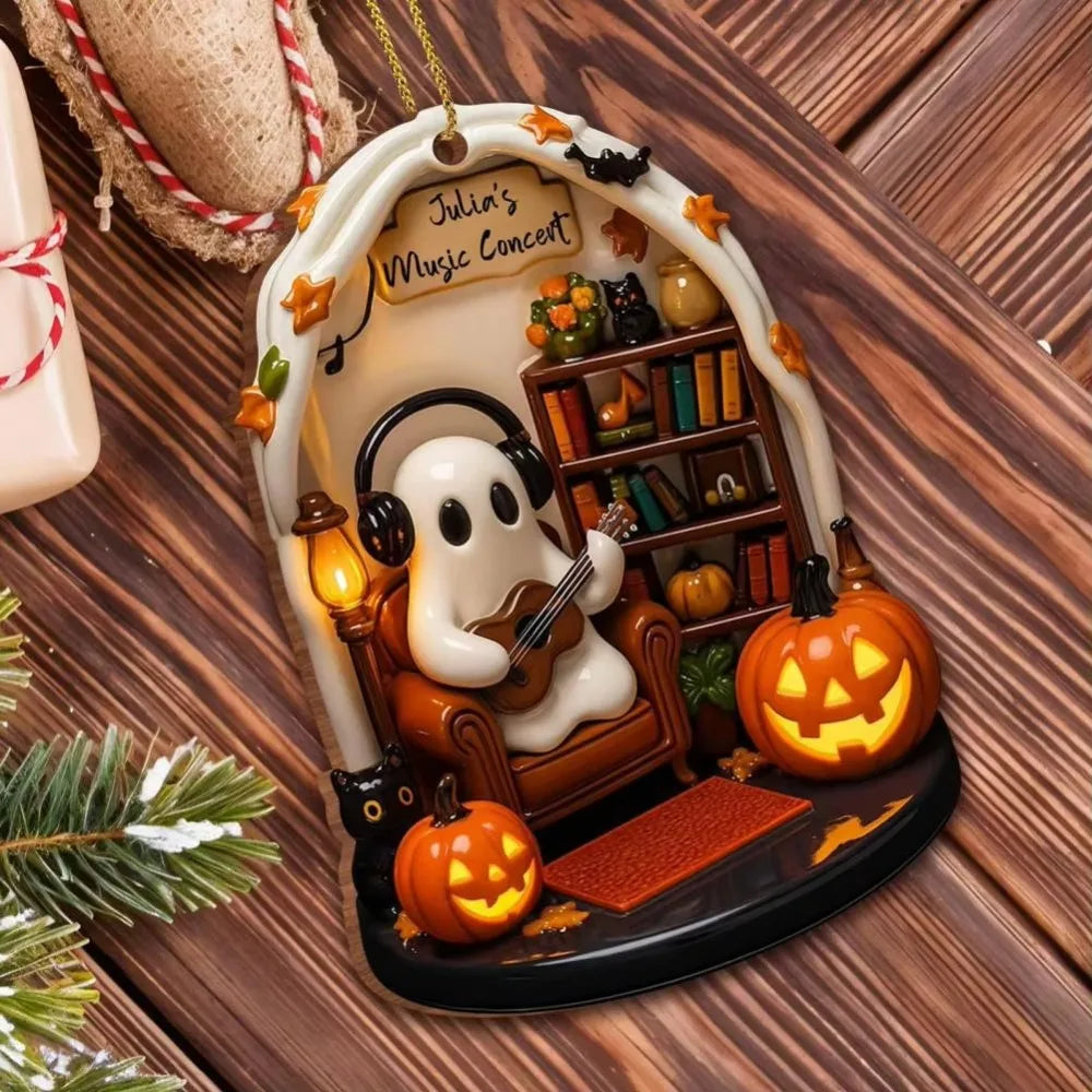 Cute Reading Ghost Halloween Acrylic Pendant Ornament