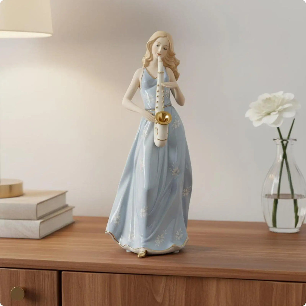 White Porcelain Ceramic Lady Figurine | Elegant Home Decor