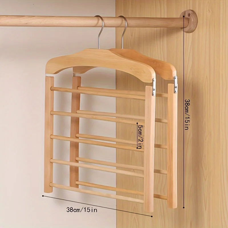 Solid Wood Multi-Tier Trouser & Coat Rack | Flocked Storage