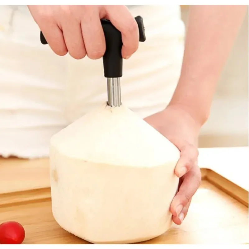 Stainless Steel Coconut Opener Driller Tool + Cleaning Stick