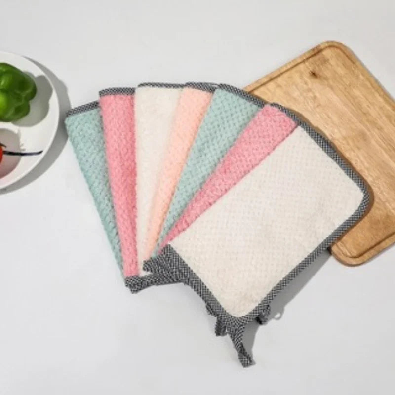 Double-Sided Coral Fleece Microfiber Cleaning Cloth 25x25cm
