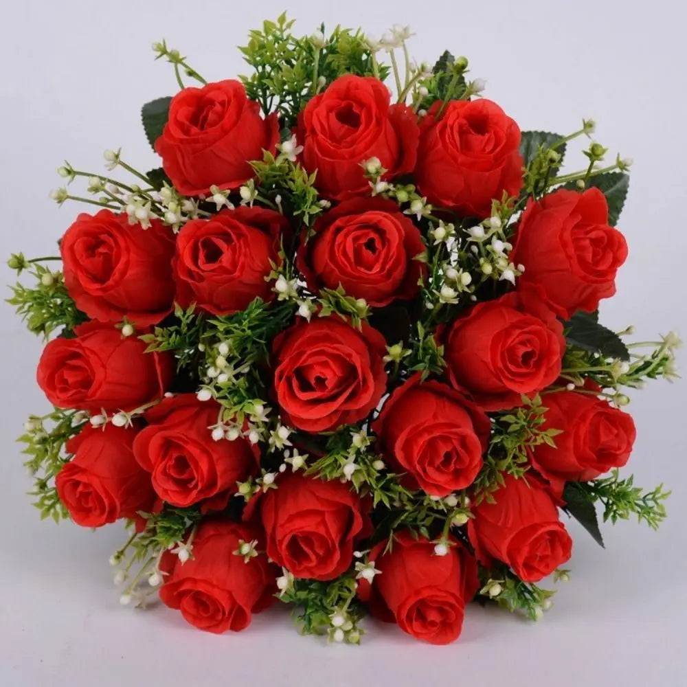 18-Head Artificial Rose Bouquet – 10 Colors | Home Decor Gift