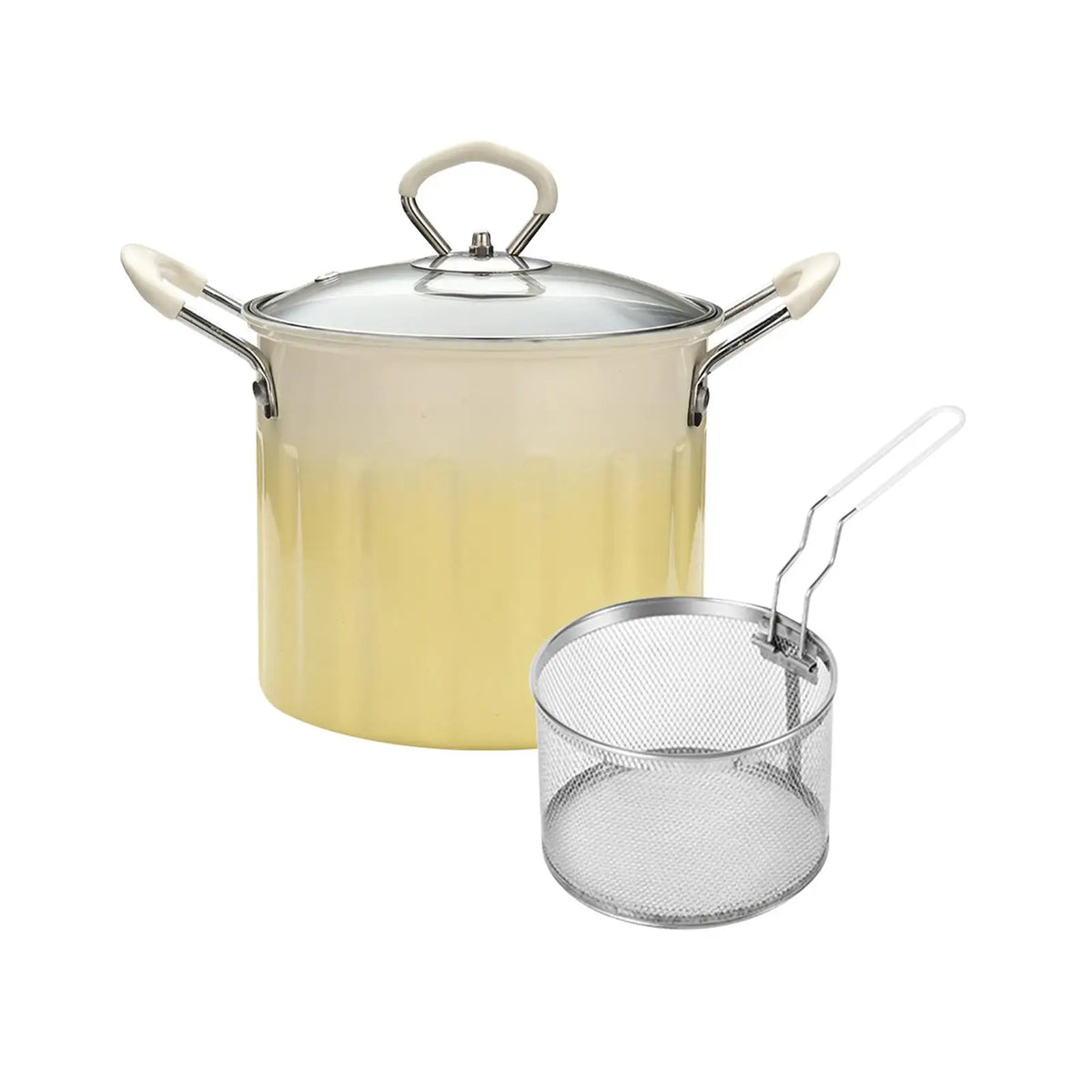 Stainless Steel Deep Frying Pot with Strainer Basket – 3L