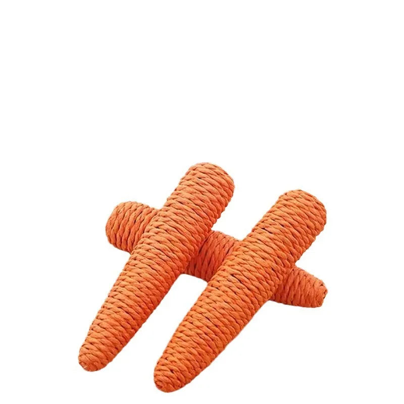 Sisal Carrot Squeaky Cat Toy – Molar Stick & Scratch Toy