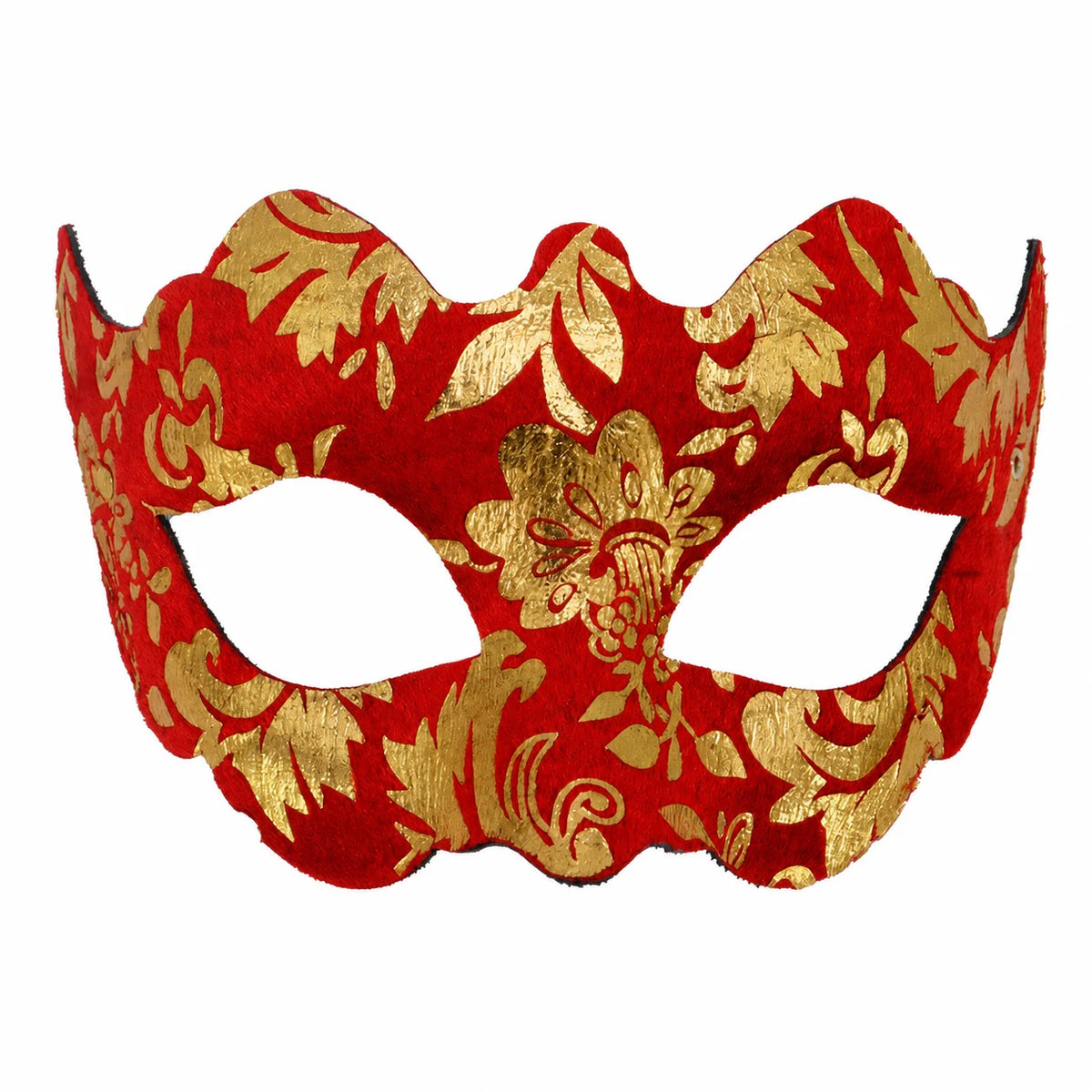 Flocked Gold Foil Half Face Jazz Masquerade Mask – Adults
