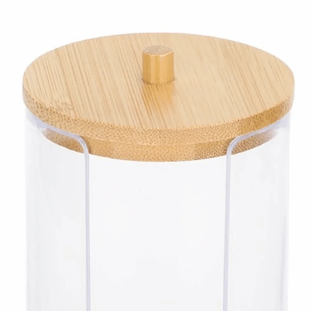 2-Pack Clear Cylinder Storage Jars with Wood Lid | 350ml & 650ml